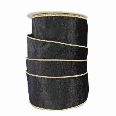 Stuha sametová s drátkem černá 9.1 m