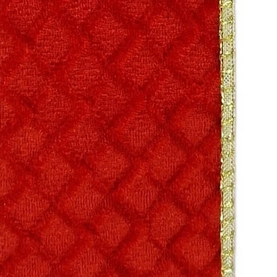 Stuha sametová s drátkem červená vánoční geometrie 9.1 m