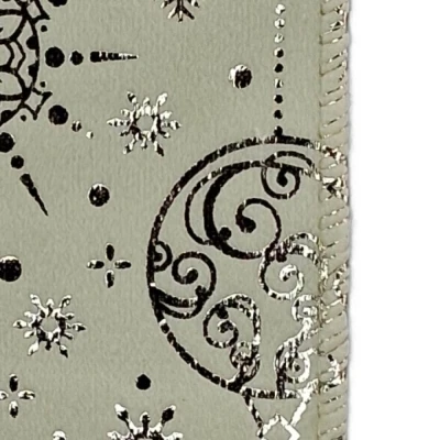 Stuha sametová s drátkem krémová zimní vánoční ozdoby 9.1 m