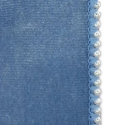 Stuha sametová s drátkem modrá svatební 9.1 m