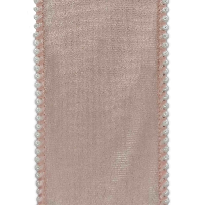 Stuha sametová s drátkem růžová svatební 9.1 m