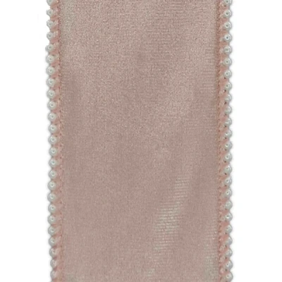 Stuha sametová s drátkem růžová svatební 9.1 m