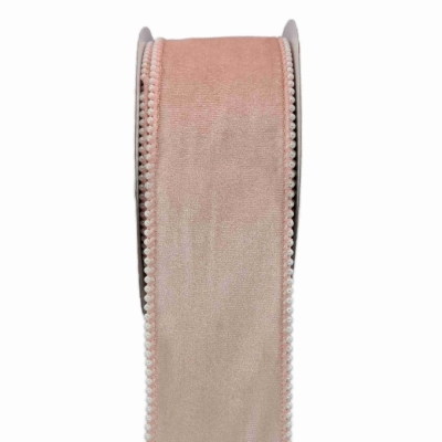 Stuha sametová s drátkem růžová svatební 9.1 m