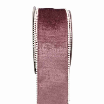 Stuha sametová s drátkem růžová svatební 9.1 m