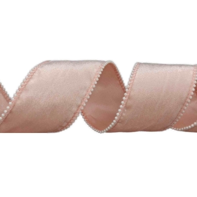 Stuha sametová s drátkem růžová svatební 9.1 m