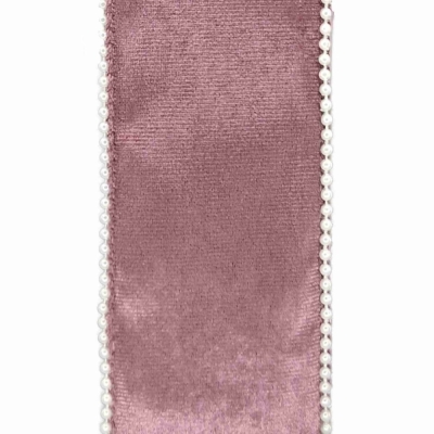 Stuha sametová s drátkem růžová svatební 9.1 m