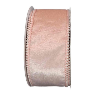 Stuha sametová s drátkem růžová svatební 9.1 m