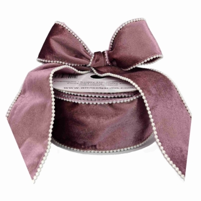 Stuha sametová s drátkem růžová svatební 9.1 m