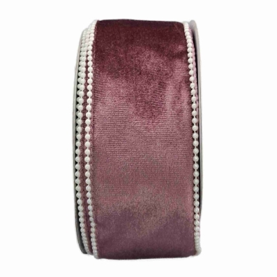 Stuha sametová s drátkem růžová svatební 9.1 m