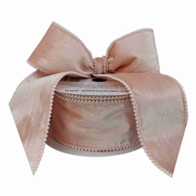 Stuha sametová s drátkem růžová svatební 9.1 m