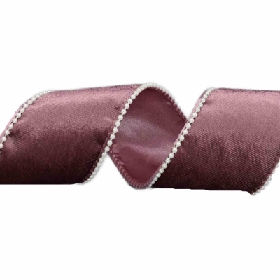 Stuha sametová s drátkem růžová svatební 9.1 m