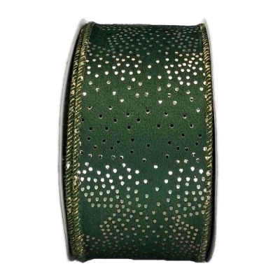 Stuha sametová s drátkem zelená vánoční hvězdy 9.1 m