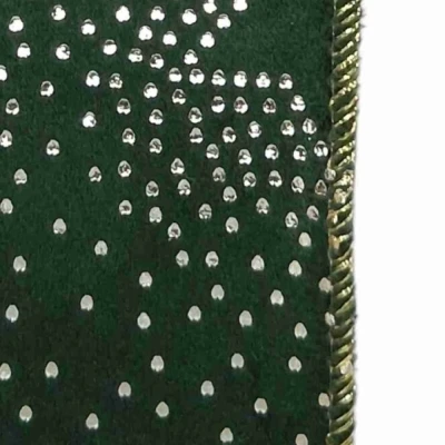 Stuha sametová s drátkem zelená vánoční hvězdy 9.1 m