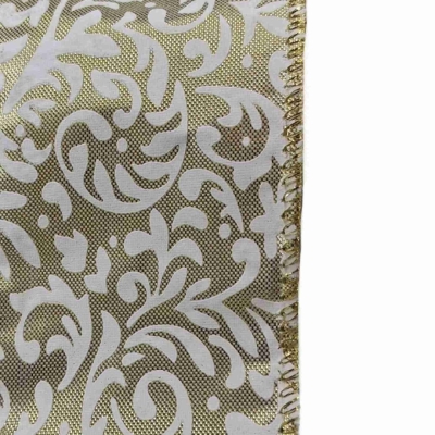 Stuha saténová s drátkem béžová ornamenty 9.1 m