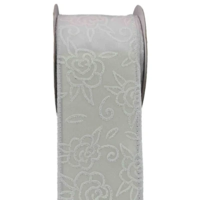 Stuha saténová s drátkem bílá svatební květy 9.1 m