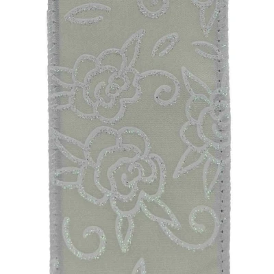 Stuha saténová s drátkem bílá svatební květy 9.1 m