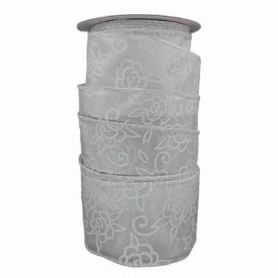 Stuha saténová s drátkem bílá svatební květy 9.1 m