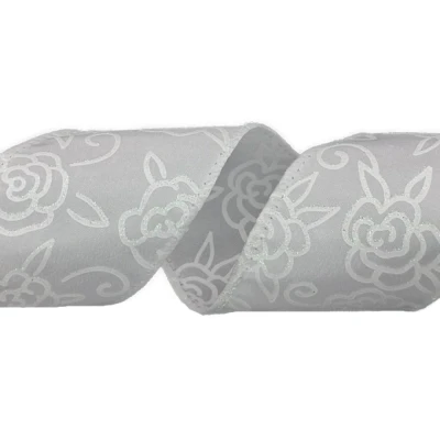 Stuha saténová s drátkem bílá svatební květy 9.1 m