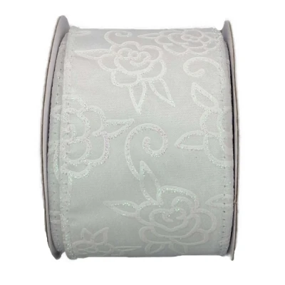 Stuha saténová s drátkem bílá svatební květy 9.1 m