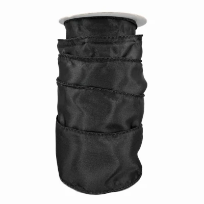 Stuha saténová s drátkem černá 9.1 m