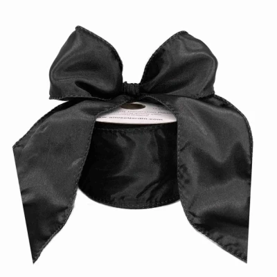 Stuha saténová s drátkem černá 9.1 m