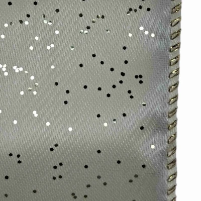 Stuha saténová s drátkem krémová vánoční tečky 9.1 m