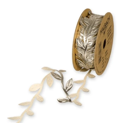 Stuha z umělé kůže Listy zlatá 23mm x 5m