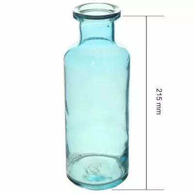 Světle modrá skleněná váza BOTTLE d4cm v21cm