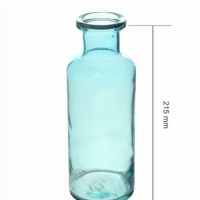 Světle modrá skleněná váza BOTTLE d4cm v21cm