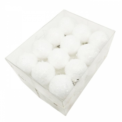 VÁNOČNÍ OZDOBY balls snow finish white 40 mm/24ks