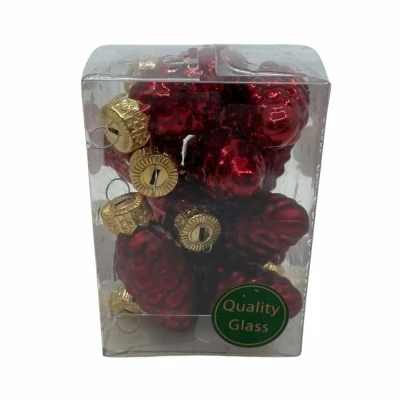 VÁNOČNÍ OZDOBY glass cones dark red combi 60mm/12ks