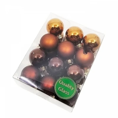 VÁNOČNÍ OZDOBY glassballs/cap dark brown 25mm/24ks