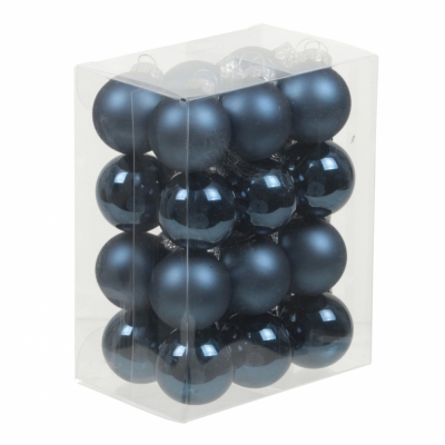 VÁNOČNÍ OZDOBY glassballs/cap night blue 25mm/24ks