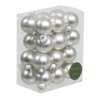 VÁNOČNÍ OZDOBY glassballs/cap silver mat 25mm/24ks