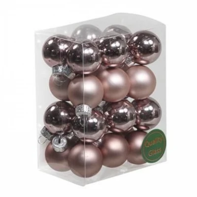 VÁNOČNÍ OZDOBY glassballs/cap smokey rose 25mm/24ks
