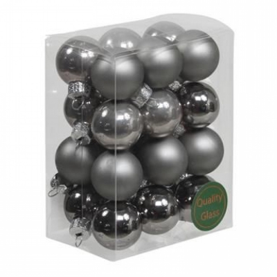 VÁNOČNÍ OZDOBY glassballs/cap titan grey 25mm/24ks